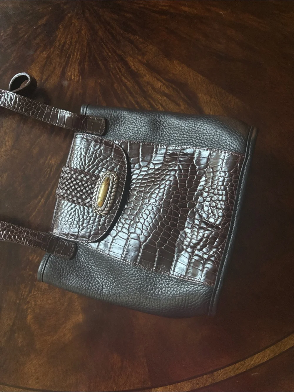 Brighton Brown Croc-Embossed Leather Crossbody